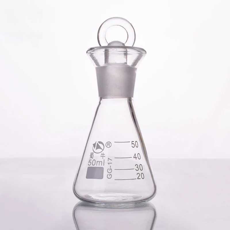 Iodine flask with ground in glass stopper 50ml,Erlenmeyer flask with