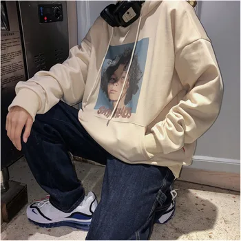 

Autumn New Hoodies Men Fashion Figure Printing Casual Sweatshirt Man Streetwear Hip Hop Loose Long Sleeve Hooded Pullover Male