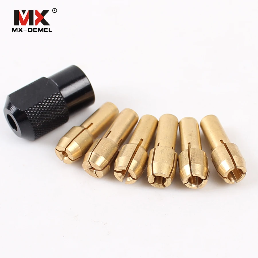  7Pcs Dremel Brass Collet M8 * 0.75mm 1.0 / 1.6 / 2.0 / 2.4 / 3.0 / 3.2mm Fits Dremel Style Rotary T