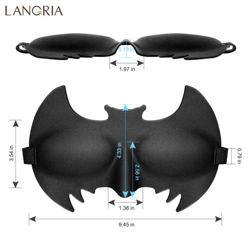 Маска для глаз LANGRIA Superhero сна 3D Контурная форма без давления на глаза легкая