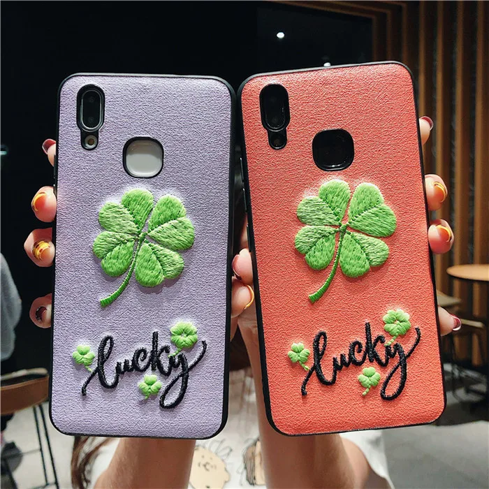 3D вышитый светящийся чехол Lucky Grass для Samsung Galaxy S10 Plus S10E S9 S8 Note 8 9 задний