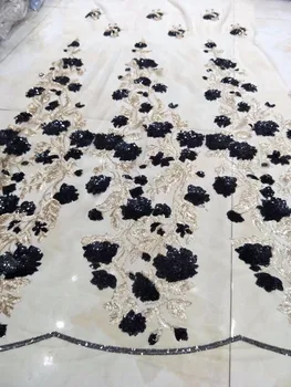 

New latest nigerian french 3d sequins lace fabric Embroidered High Quality African Lace Fabric 2019 Lace Fabric For Party