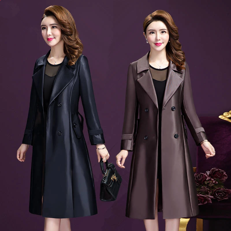 Пальто для женщин повседневное отложной воротник с длинным рукавом весна осень двубортное Женское пальто размера плюс 5XL