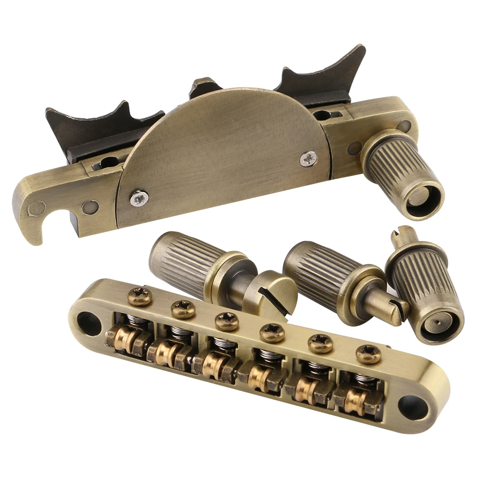 US $12.79 1 Set Guitar Bridge Locking Roller mounting stud Bridge And Tailpiece Chrome Set For LP Electric Guitar Replacement Accessory