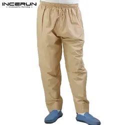 INCERUN Новая мода для мужчин повседневные штаны для девочек Drawstring сплошной цвет свободные исламский, арабский мусульманских мотобрюки Мол