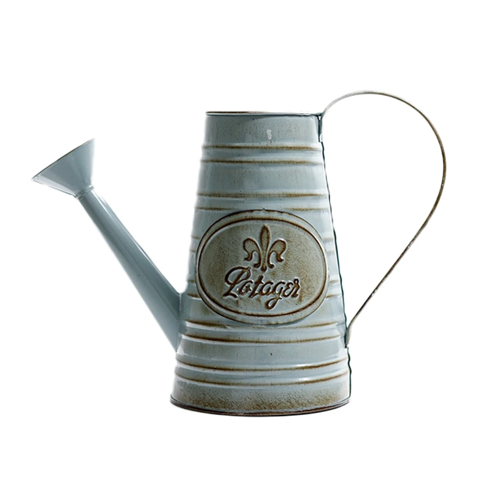 

Rustic Style Iron Metal Jug Portable Shabby Iron Vase Pitcher Flower Can Pot for Party Home Decoration
