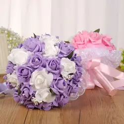 Белый искусственный цветок для свадьбы букеты свадебные цветочные украшения невесты поддельные розы Шелковый букет Цветочные аксессуары
