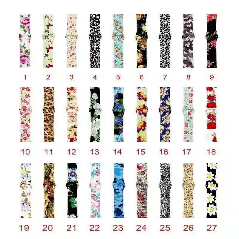 

lilly flowers print Silicone watch strap for apple watch band 42mm/38 mm/44mm/40mm wristwatch Bracelet for iwatch bands 1/2/3/4