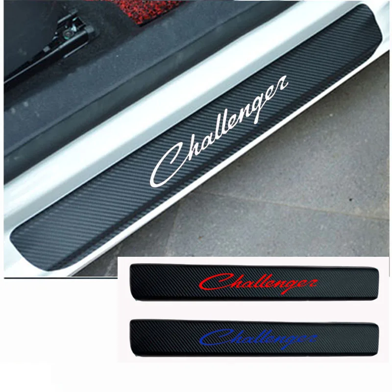 

2PCS Carbon Fiber Vinyl Welcome Pedals Sill Guards sticker car door sill sticker for Dodge Challenger Car accessories