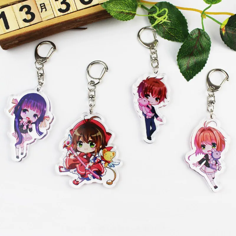 

1 Pc Kawaii Cardcaptor Sakura Anime Keychain Figure Model Acrylic Transparent Keyring Fans Gift