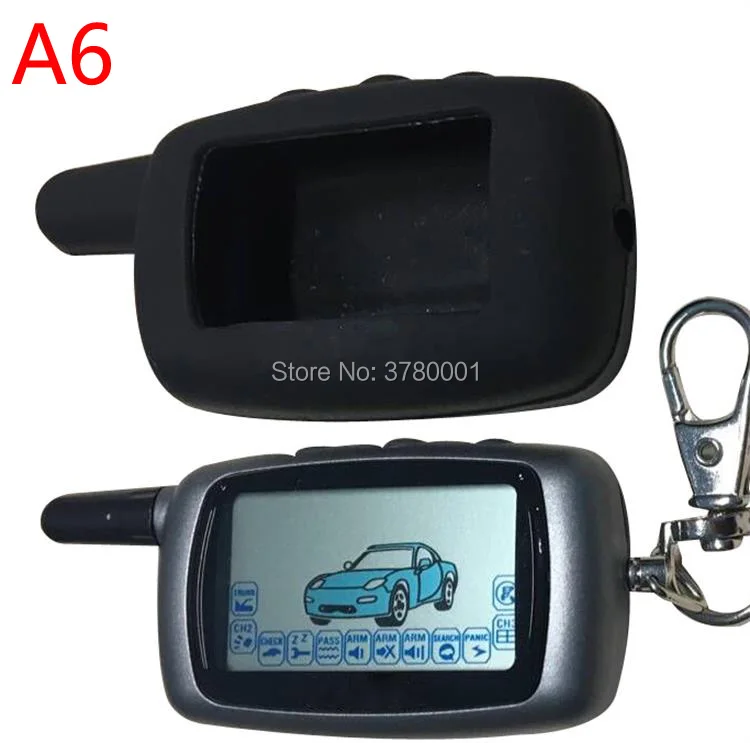 

twage A6 LCD Remote Controller Keychain +Silicone Case For Vehicle Security Two Way Car Alarm StarLine A6 Keychain