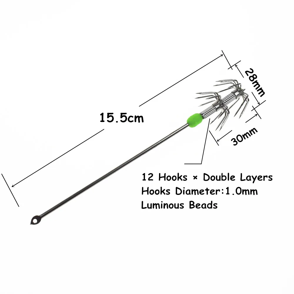 10pcs stainless steel Double Layers umbrella Squid cuttlefish octopus Fishing Hooks Jigging Fishhook