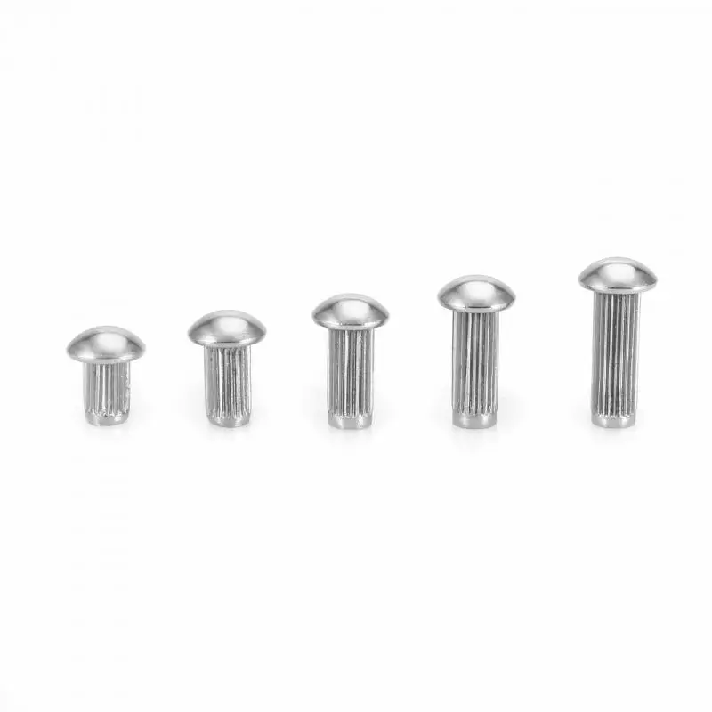 50pcs M5 Stainless Steel Round Head Knurled Shank Solid Rivets