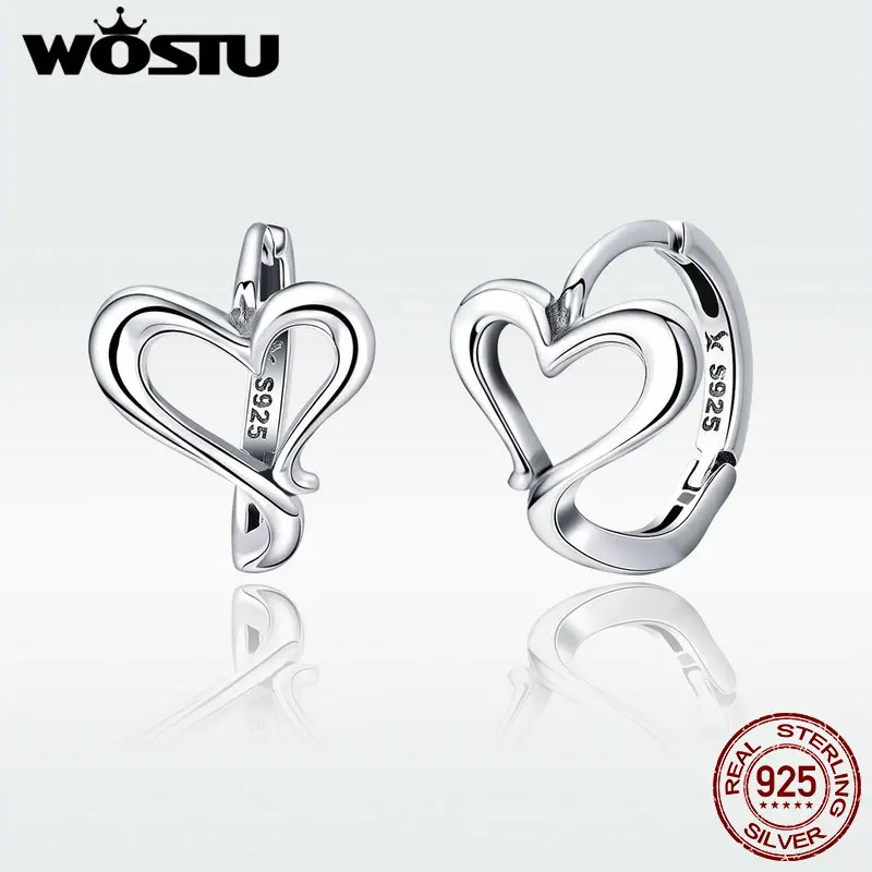WOSTU,, 925 пробы, серебро, особая любовь, сердце, серьги-гвоздики для женщин, Стерлинговое Серебро,, ювелирное изделие, подарок для влюбленных, DXE447