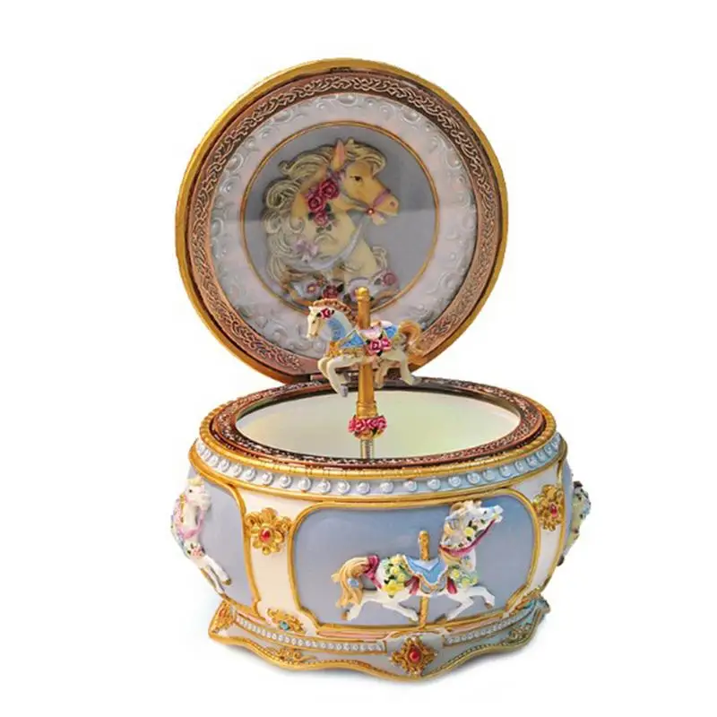 

European Fashion Creative Sky City Frozen Happy Birthday Carousel Personality Retro Music Box Birthday Valentine's Day Gifts