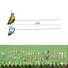 50 шт Цвет ful Искусственные бабочки с стержней моделирования Цвет поддельные бабочек Двор украшения для бонсай горшки цветочные для сада декор