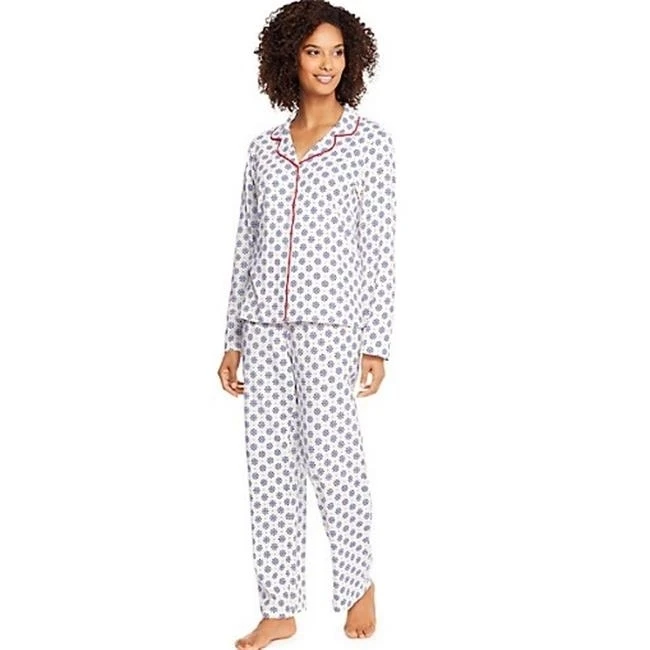 Hanes 722691031421 вязать Зубчатый воротник PJ набор цвета слоновой кости Снежинка