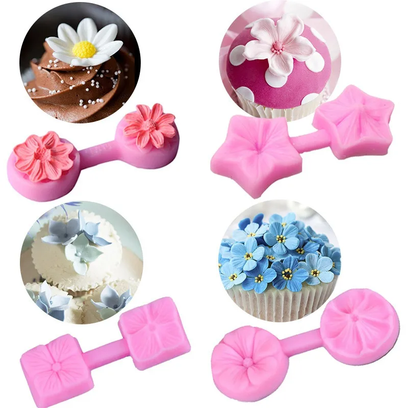 

4 Style Flowers Combination Cake Mould For DIY Fondant Cake Decorating Supplies Silicone Mold Baking Tools