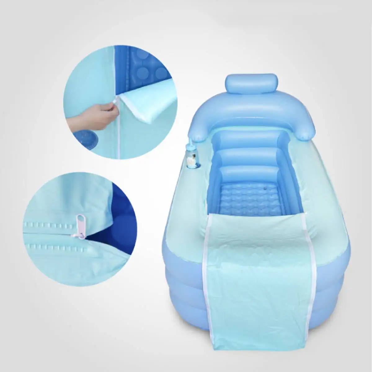 160*84*64 سنتيمتر الأزرق حجم كبير PVC للطي المحمولة نفخ حمام حوض للبالغين مع مضخة هواء سبا المنزلية نفخ حوض