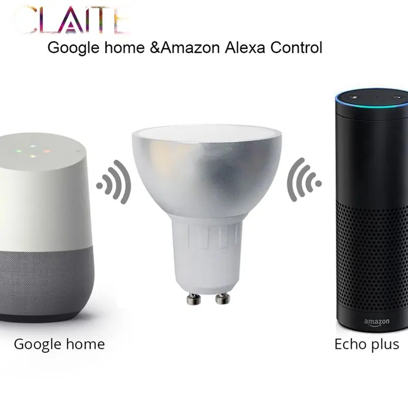 

CLAITE GU10 5W WiFi Smart APP RGBW LED Downlight Bulb Remote Control Work with Alexa echo Google Home IFTTT Assistance AC85-265V