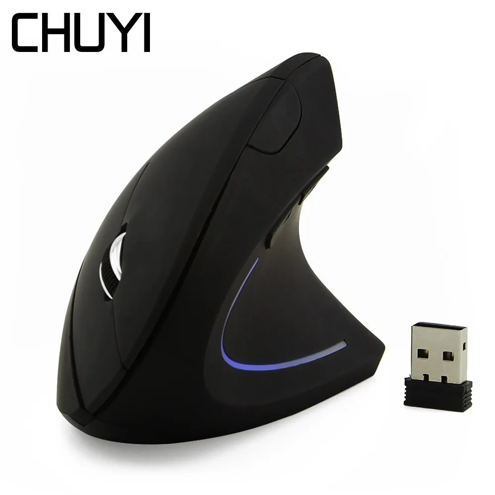 Беспроводная Вертикальная Эргономичная оптическая мышь CHUYI 2 4 ГГц USB приемник 1600