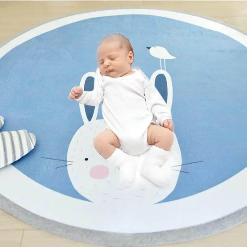 

Baby Kids New activity Gym mats Cute Animal Printed Round shape playmats Baby Infant Mat Non-Slip Crawling Carpet For Kids