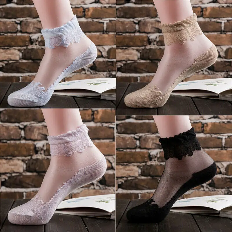 Горячие новые женские сексуальные лодыжки повседневные причудливые Ретро Кружева рюшами с оборками сексуальные нейлоновые короткие носки прозрачные тонкие летние носки