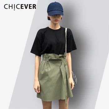 

CHICEVER Ruffles Shorts Skirts Womens 2020 Summer Elastic High Waist Mini Skirt Elegant Clothes Casual Korean Fashion Tide