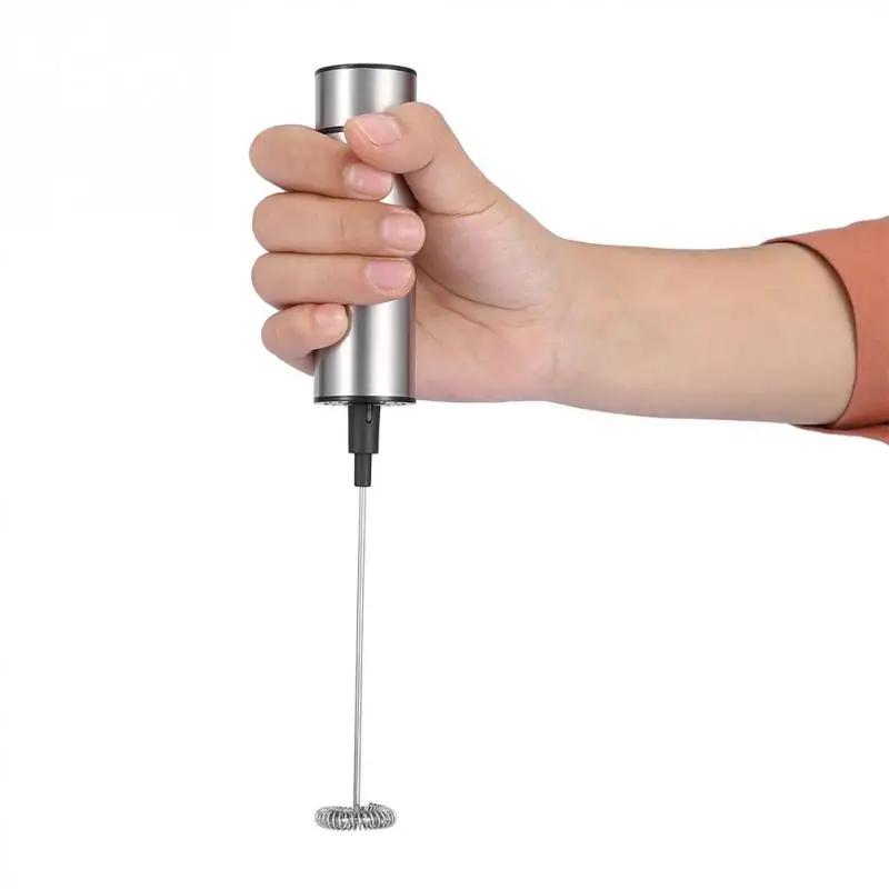 1Set Electric Handheld Stainless Steel Milk Frother Manual Beater Kit