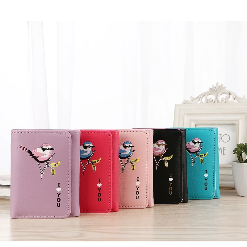 

Korean Version Ladies Small Fresh Wallet Leather Cartoon Printing Cute Short Wallet Card Pack Coin Purse