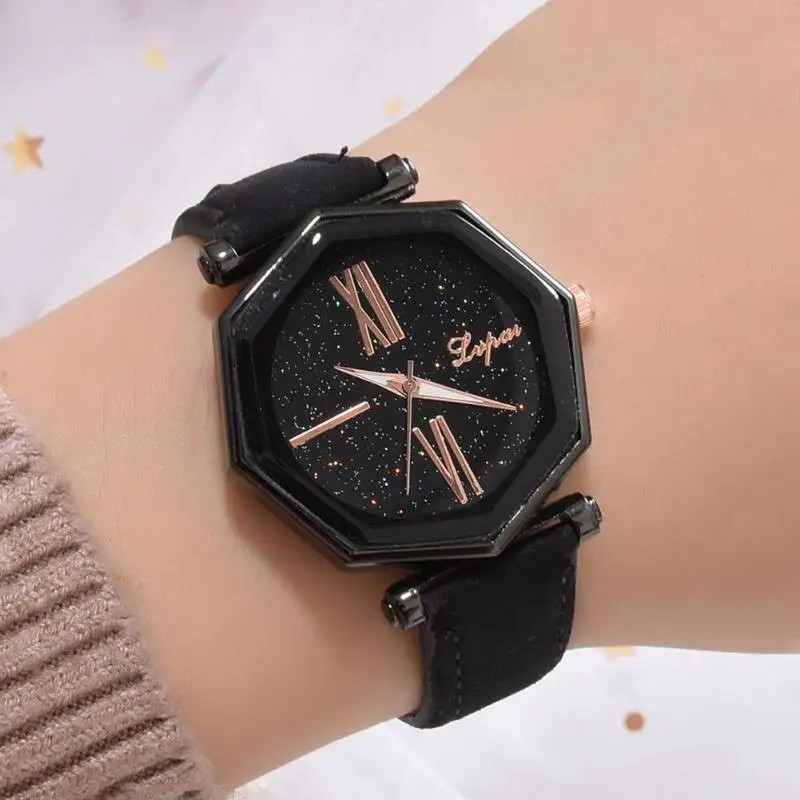 Lvpai кварцевые часы со стразами для женщин звездное небо геометрический аналоговые наручные часы Montre Femme часы Баян коль Saati
