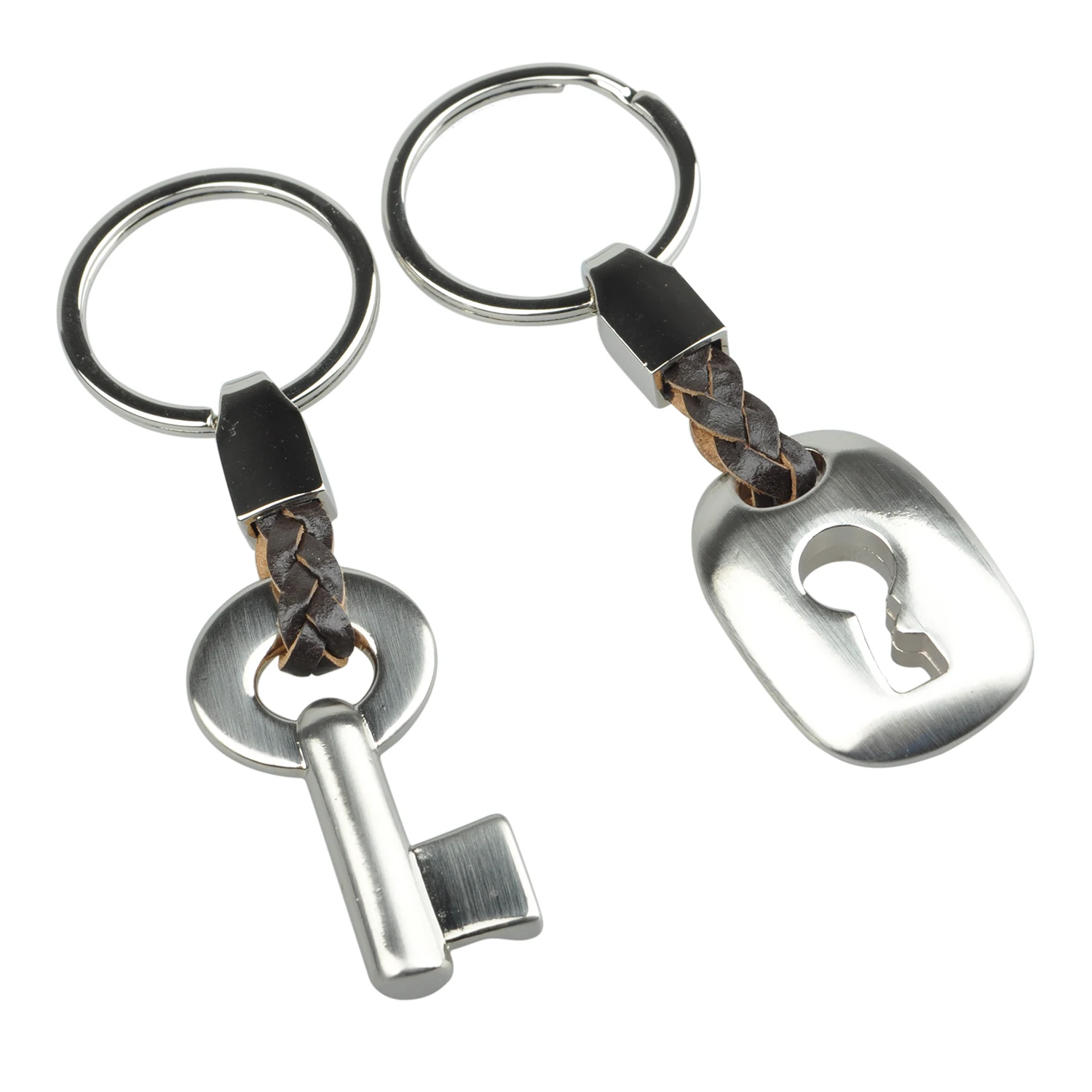

Silver Tone Stylish Alloy Lock & Key Pair Keyring Keychain