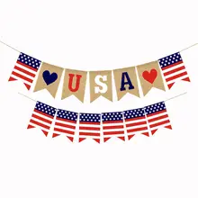 2 шт День Независимости брезентовые флажки Американский США баннеры льняное украшение в виде флага безвкусное и нетоксичное