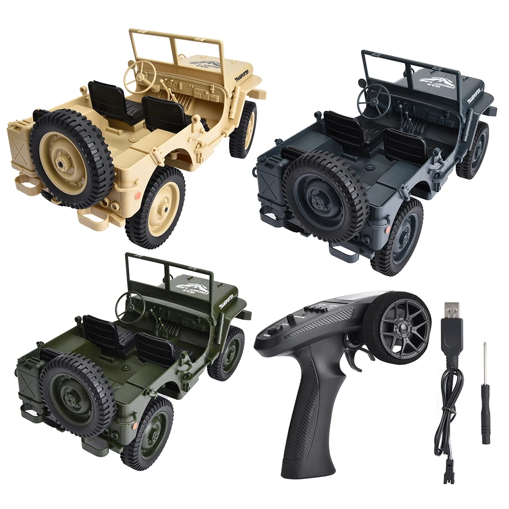 

JJRC Q65 2.4GHz RC Off-road 4WD Military Truck 1/10 Remote Control Light Jeep Four-Wheel Drive Off-Road Military Climbing Car