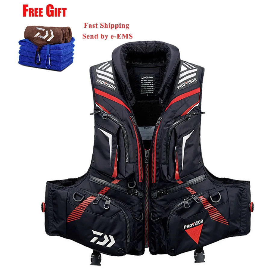 

1PC Drop Shipping Daiwa Men Outdoor Fishing Vest Life Jacket Multi-Pockets Float Buoyancy Fishing Pesca Clothing Vest DF-3208