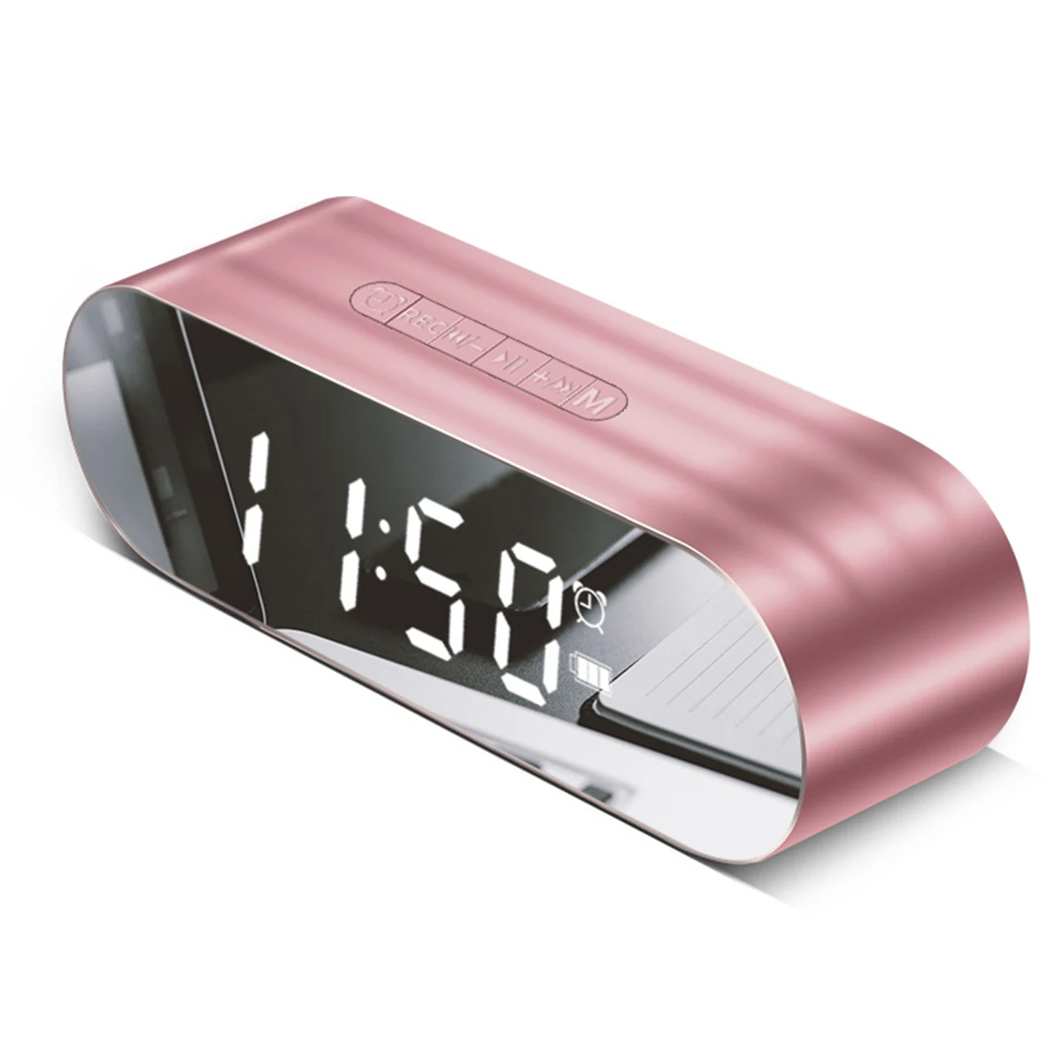 

SOONHUA Multifunctional Bluetooth Speaker Mini Digital Alarm Clock FM Radio Stylish Mirror Surface With AUX TF Card Music Play