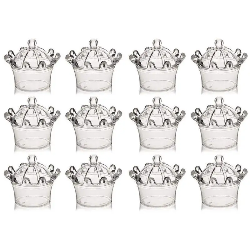 12 шт. коробки для конфет пластиковые мини купол с короной дизайн вечерние украшения Прозрачная пластиковая Корона наполнитель вечерние