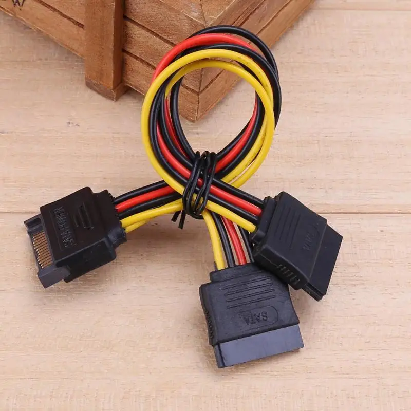 15Pin SATA Male to Female 2 распределитель кабель адаптер питания шнур Удлинитель провод для