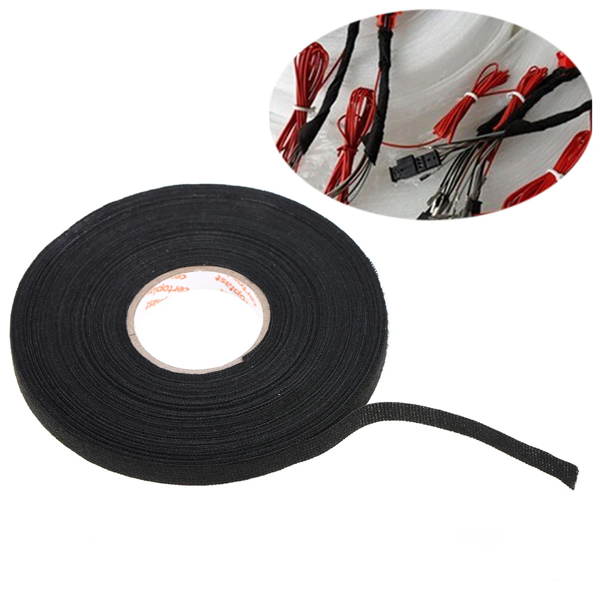 

1pc Black Anti-Wear Adhesive Cloth Fabric Tape Looms Wiring Harness Tape 25m x 9mm x 0.3mm