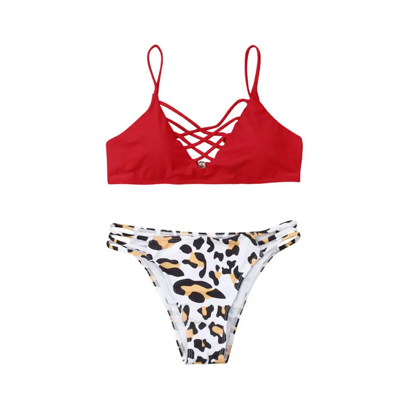 

2019 Family Matching Swimwear Mother Daughter Swimsuit Women Push Up Bikini Kids Toddler Girls Leopard Swimming Bathing Suit