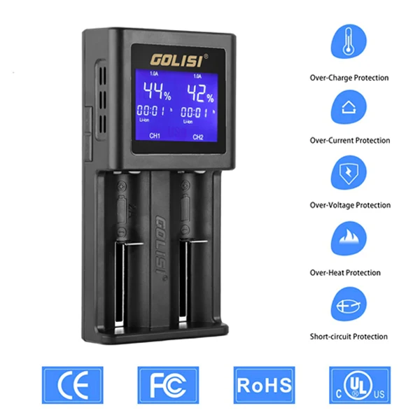 

Golisi S2 HD LCD Display Smart Battery Charger For Li-ion Ni-cd/Ni-md/AAA/AA Battery