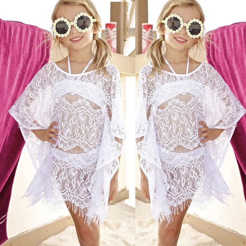 

2019 Toddler Baby Girls Kids 3PCS Beachwear With Lace Blouse Dress Bikini Set Beach Bathing Suit Swimsuit Swimwear Outfits 1-6Y
