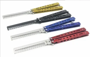 

combs Folding Practice Training Stainless Steel Butterfly Style Knife Comb Styling Tools colorful Cool 100pcs