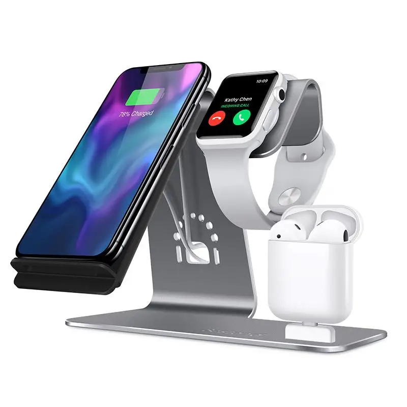 

BEESCLOVER 3 in 1 Wireless Charger Stand foriWatch Airpods Fast Charging Stand Charger Dock Phone Desktop Tablet Holder r60