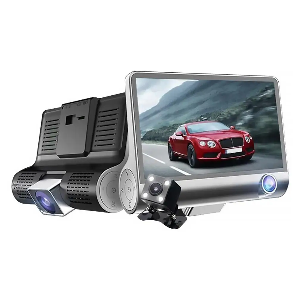 

Hot Hidden Car Camera 3 Lens 4.0 Inch Dash Camera Dual Lens Rearview Camera Video Recorder Auto Wide-Angle View DVR Dash Cam