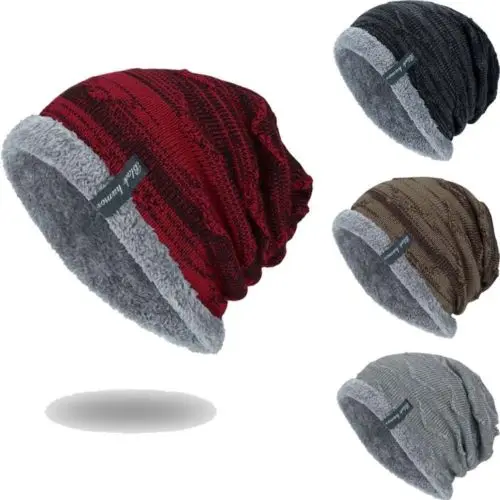 

Gray Beanie Hat Winter Warm Male Knitted Caps Outdoor Sports Ski Cap Female Bonnet Stocking Hats