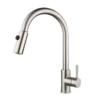 

1PCS Stainless Steel Faucet Household Kitchen Living Room Round Tub Single Handle Single Hole Cold Hot Water Pull Faucet Tap