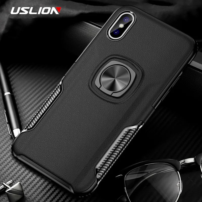 

USLION Armor Phone Case for Huawei P30 Pro P30 Lite P30 Ring Holder Back Cover Shockproof Protection TPU + PC Cases Coque