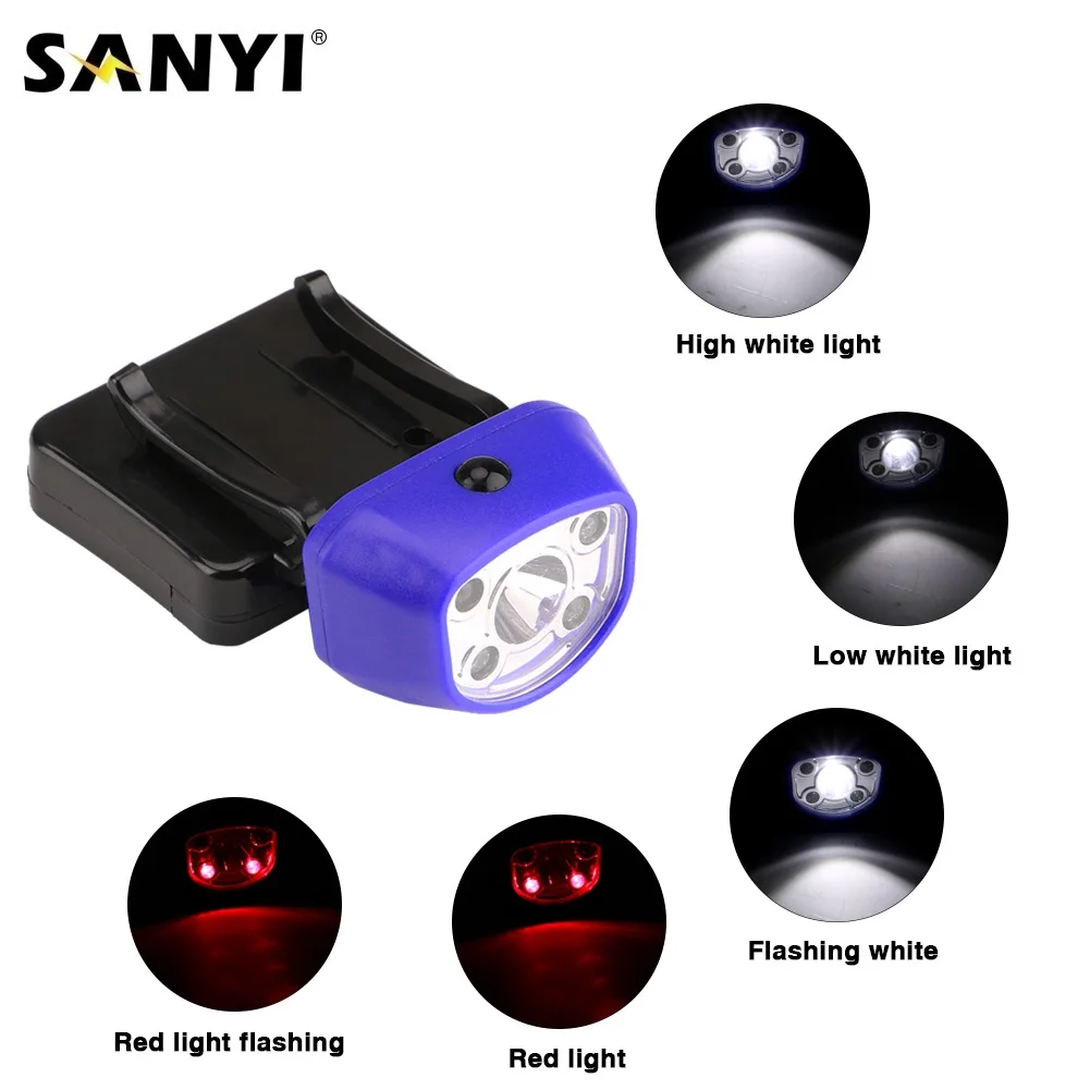 Фонарь налобный Sanyi со светодиодной крышкой 3 шт. AAA|Налобные LED-фонари| |