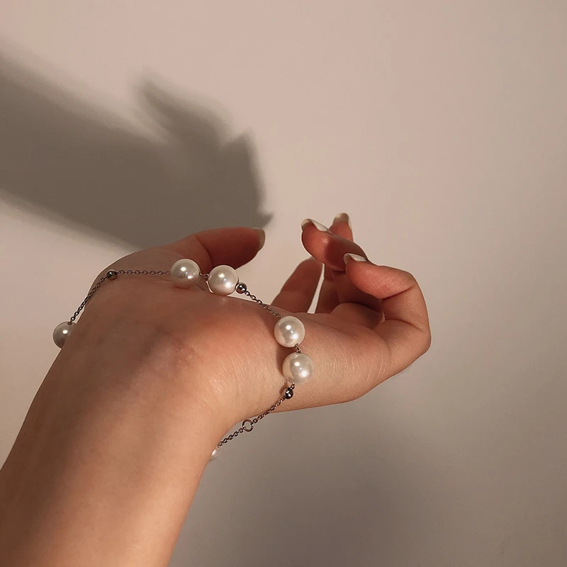 

Genuine 925 Sterling Silver Bracelet For Women 9mm Natural Freshwater Pearl Jewelry Pearl Pendant Summer Charm Accessories F689